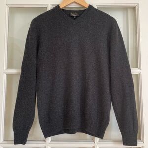 LodinG 100% cashmere knit v-neck sweater charcoal grey men's Medium M
